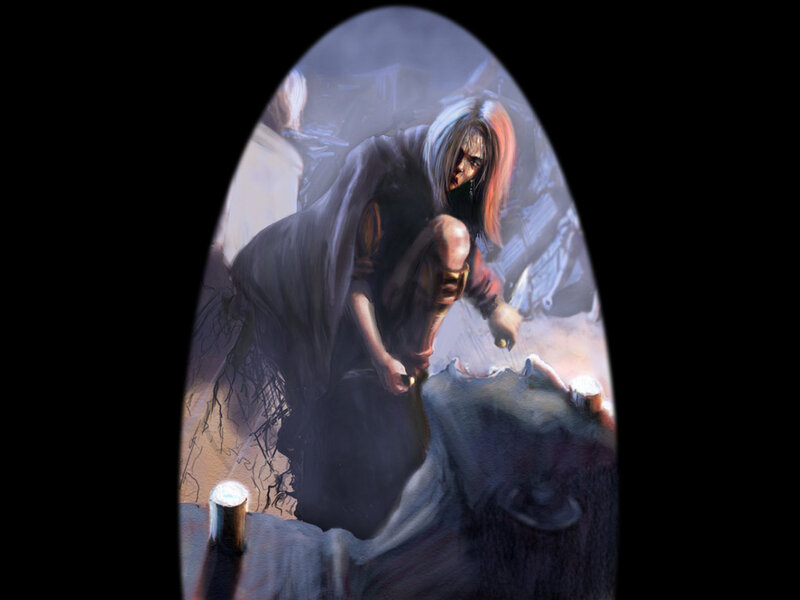 Woman in Dark Cloak — Gray