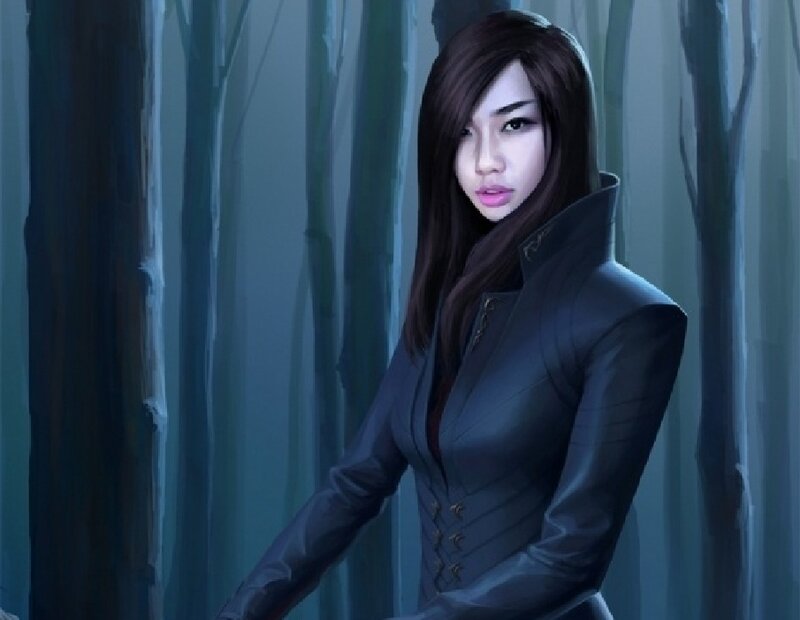 Woman in Dark Coat — Blue, Dramatic