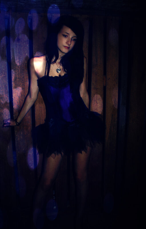 woman in dark corset