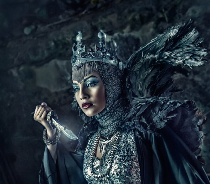 Woman in Dark Costume — Black, Dramatic