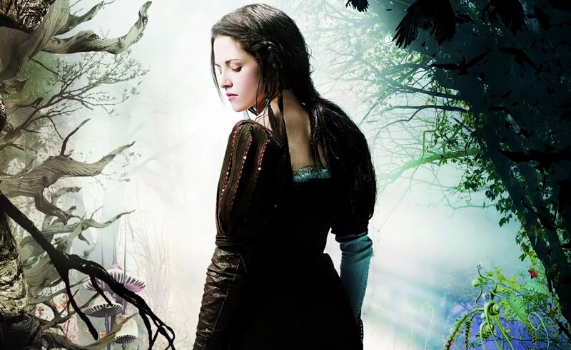 Woman in Dark Dress — Black, Dramatic, Digital Art, Forest, Mushrooms, Crows