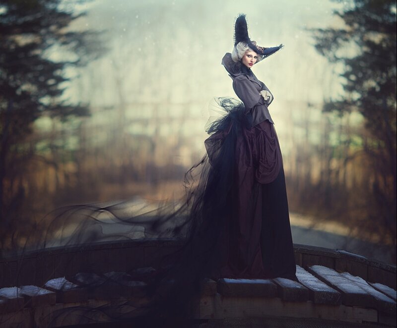 Woman in Dark Dress — Black, Dramatic, Winter