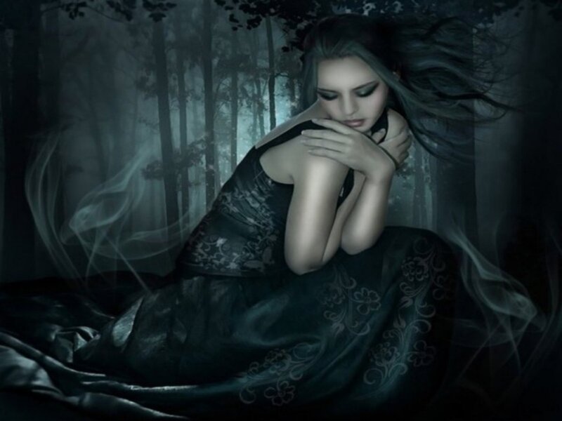 Woman in Dark Dress — Black, Melancholic, Night