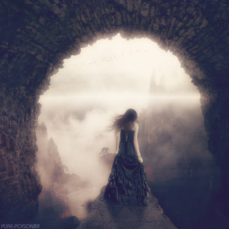 Woman in Dark Dress — Black, Mysterious, Digital Art