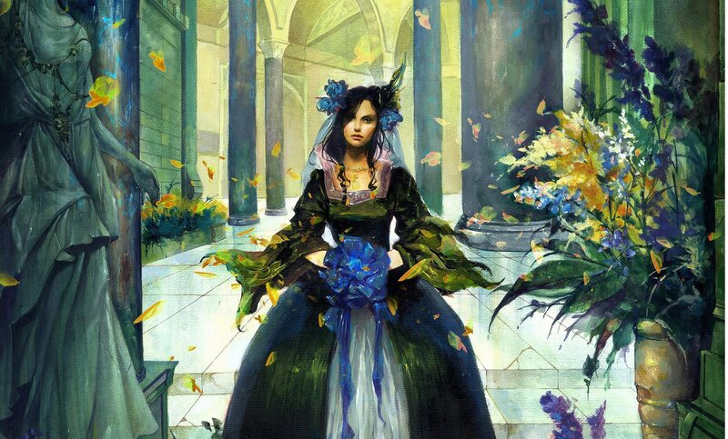 Woman in Dark Dress — Blue, Dramatic