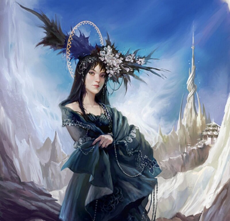 Woman in Dark Dress — Blue