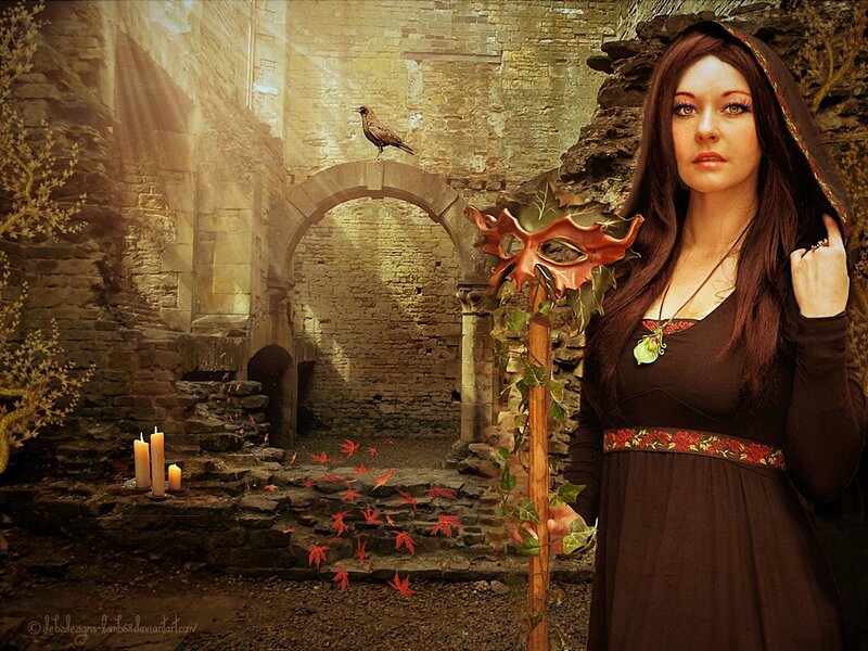 Woman in Dark Dress — Brown, Dramatic, Night, Digital Art, Candle
