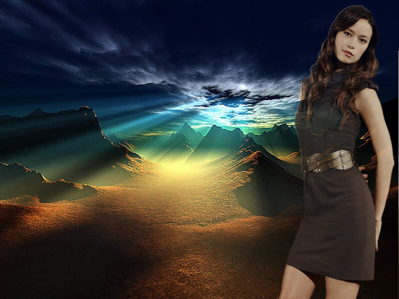 Woman in Dark Dress — Brown, Dramatic, Night