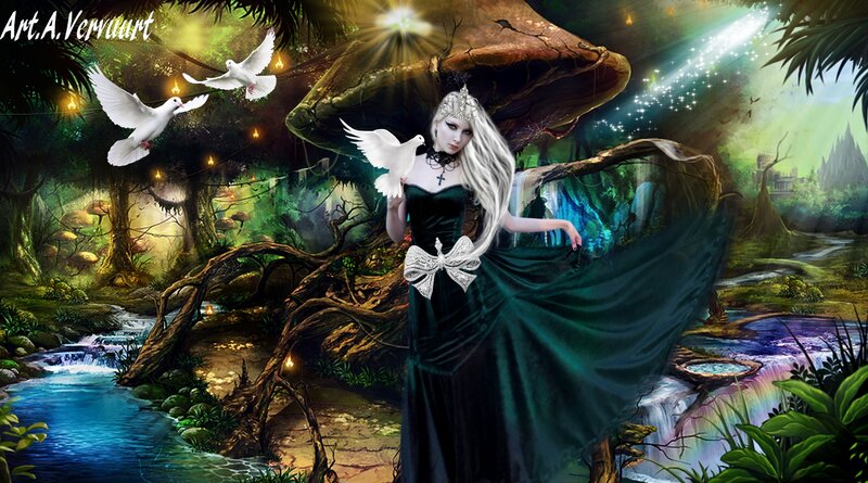 Woman in Dark Dress — Green, Fantasy