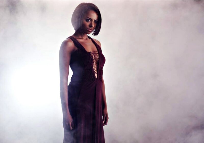 Woman in Dark Dress — Purple, Dramatic, Photograph