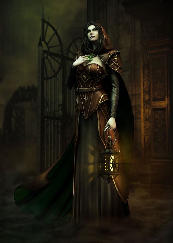 woman in dark fantasy attire