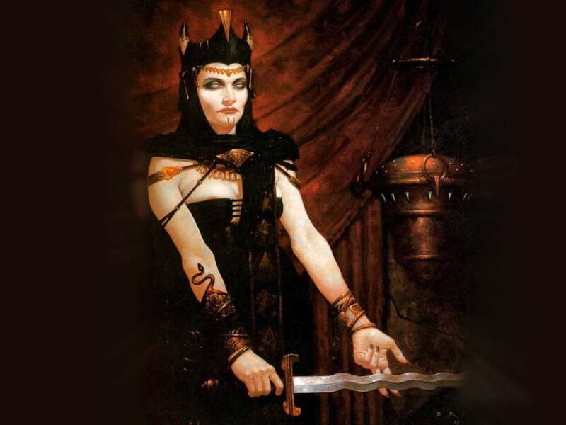 woman in dark fantasy attire