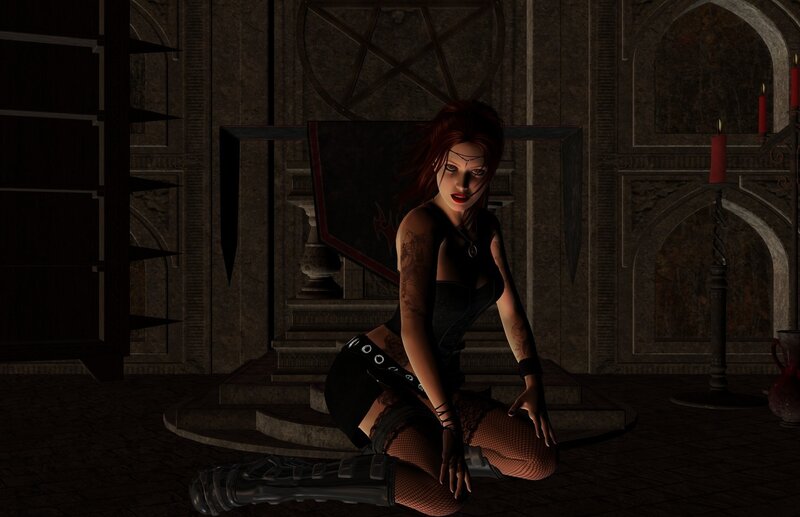 woman in dark fantasy setting