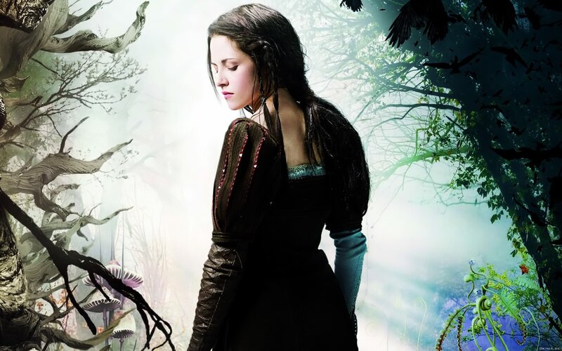 woman in dark forest