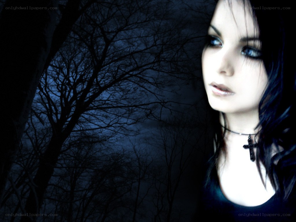 woman in dark forest
