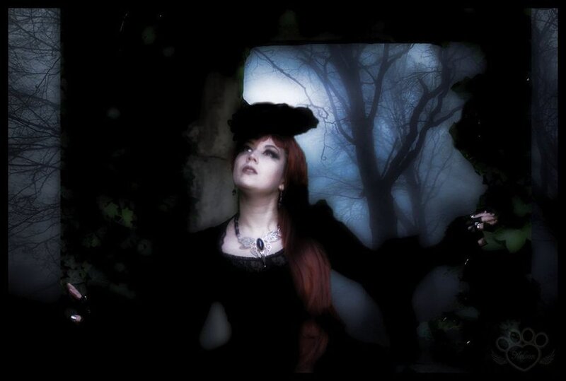 Woman in Dark Forest — Black, Dramatic, Night