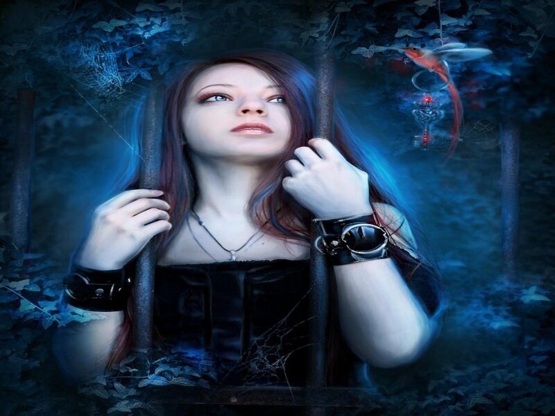 Woman in Dark Forest — Blue