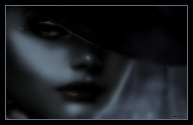 Woman in Dark Hat — Black, Dramatic, Night