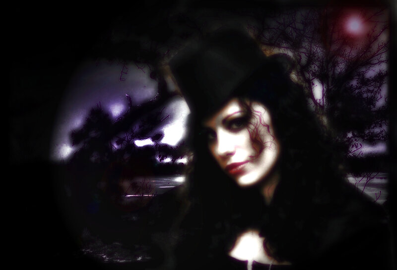 Woman in Dark Hat — Black, Night
