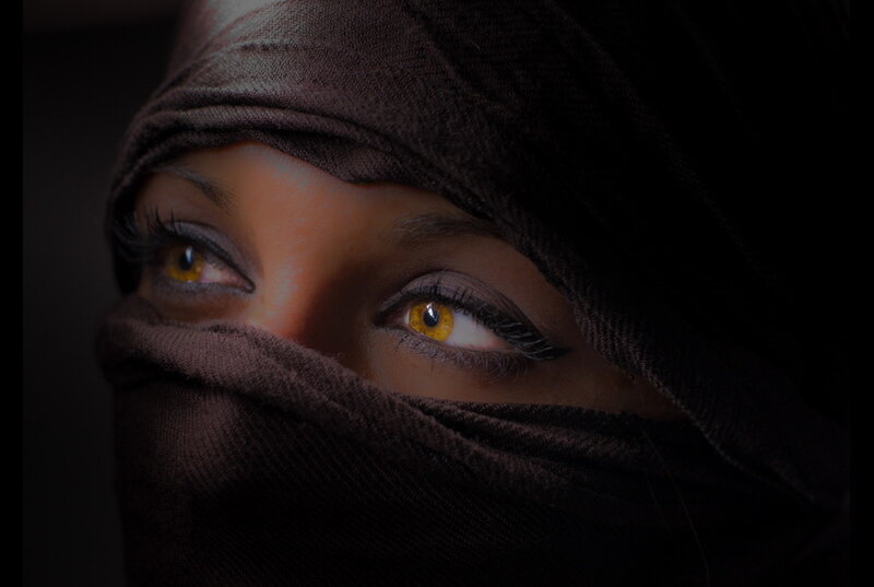 Woman in Dark Headscarf — Black