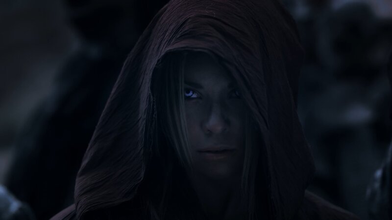 Woman in Dark Hood — Black, Dramatic, Night, 3d Render