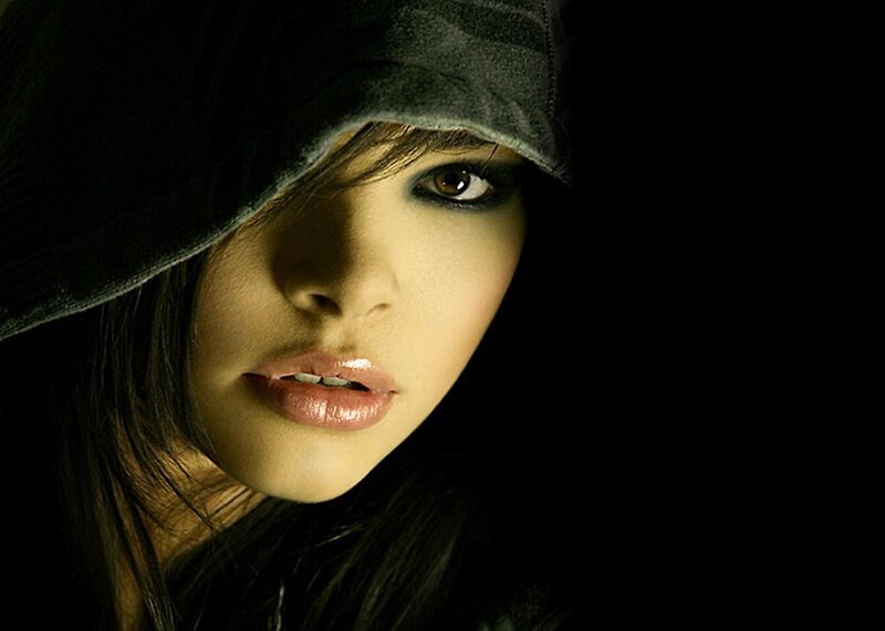Woman in Dark Hood — Black, Dramatic