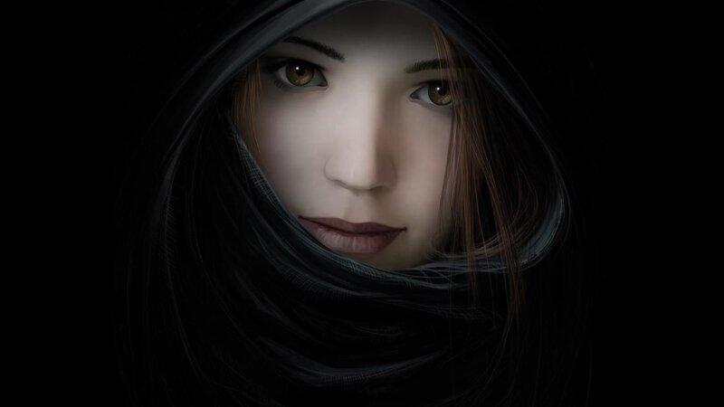 Woman in Dark Hood — Black
