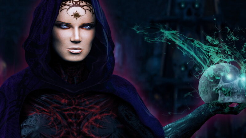 Woman in Dark Hood — Purple