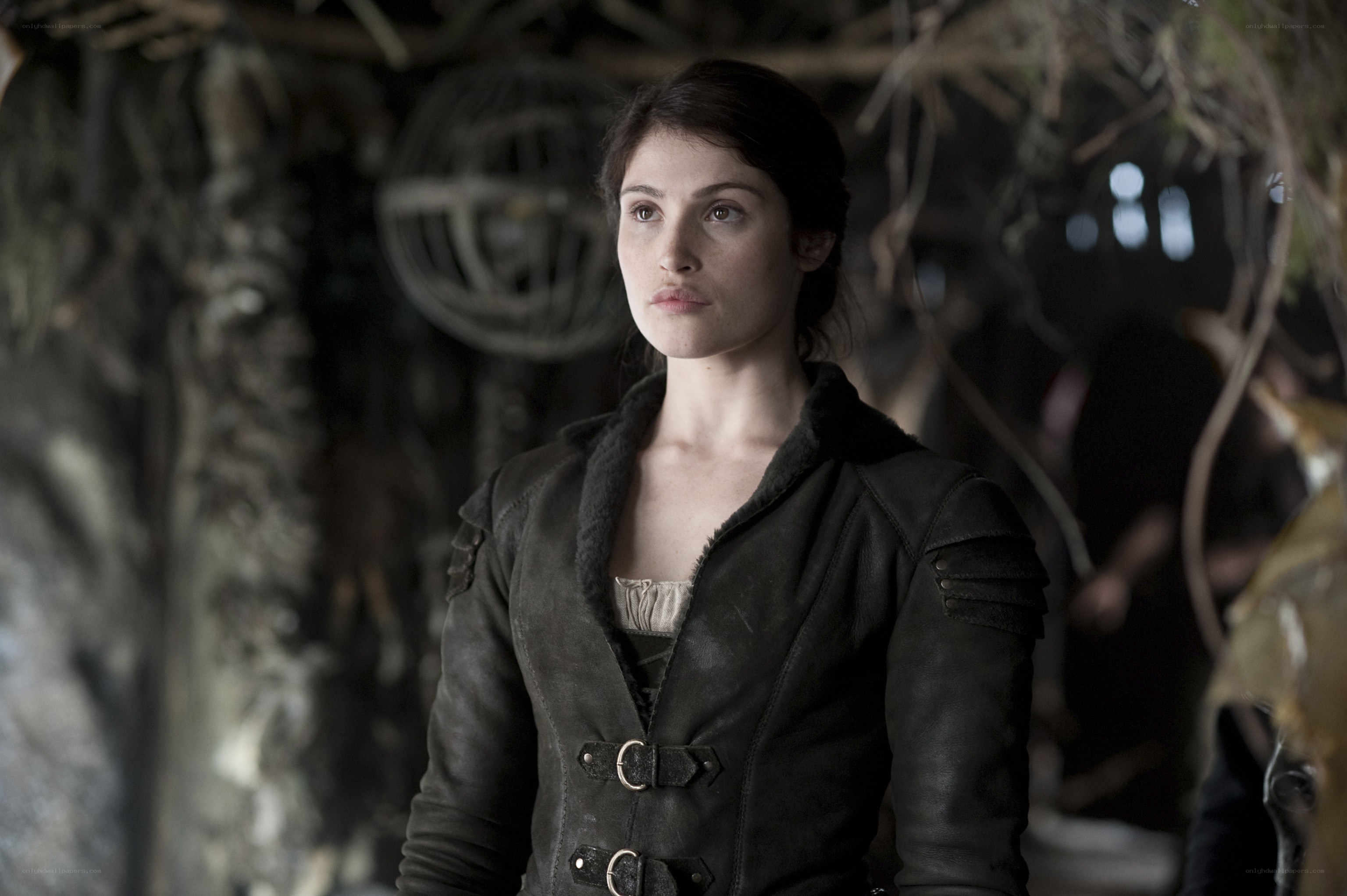 woman in dark leather jacket