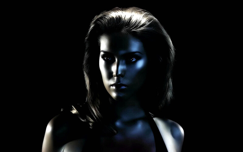 woman in dark lighting