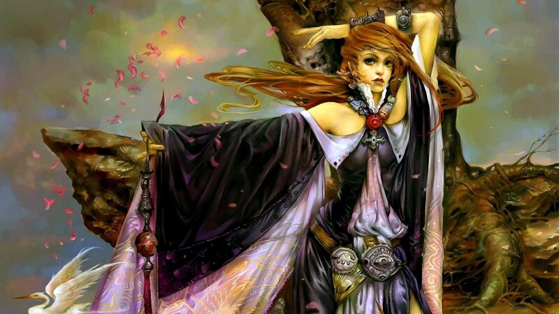 Woman in Dark Robe — Purple, Dramatic