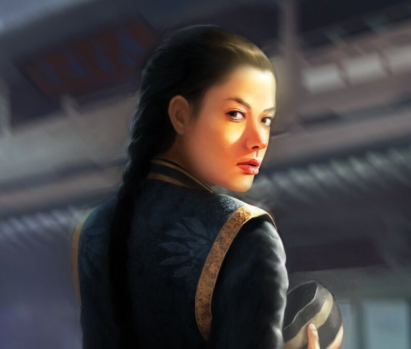 Woman in Dark Robe