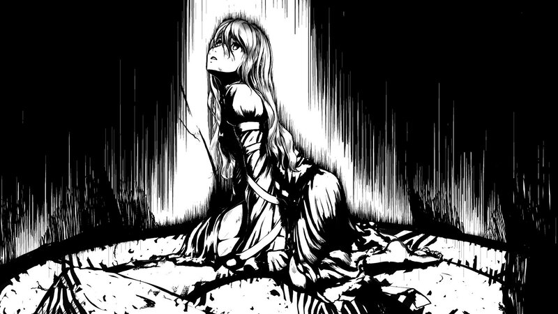 woman in dark room