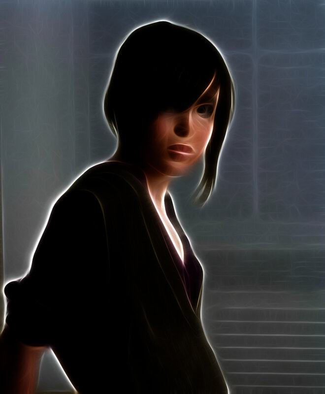 woman in dark room