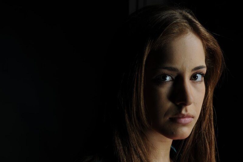 Woman in Dark Room — Black, Dramatic, Photograph, Hair, Face