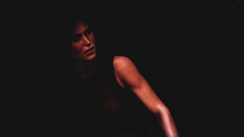 Woman in Dark Setting — Black, Dramatic, Night, 3d Render
