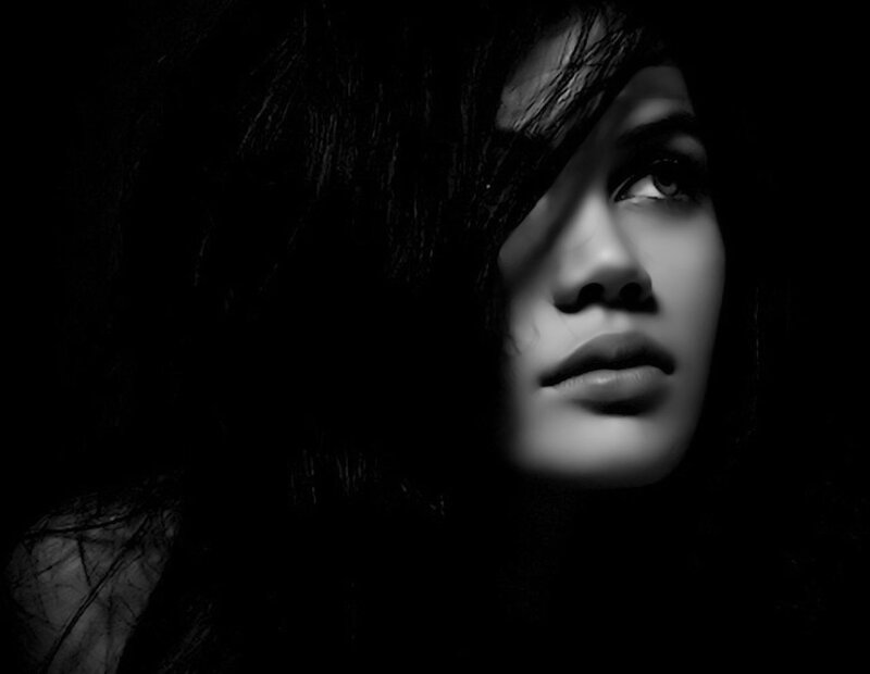 Woman in Dark Setting — Black, Dramatic, Night