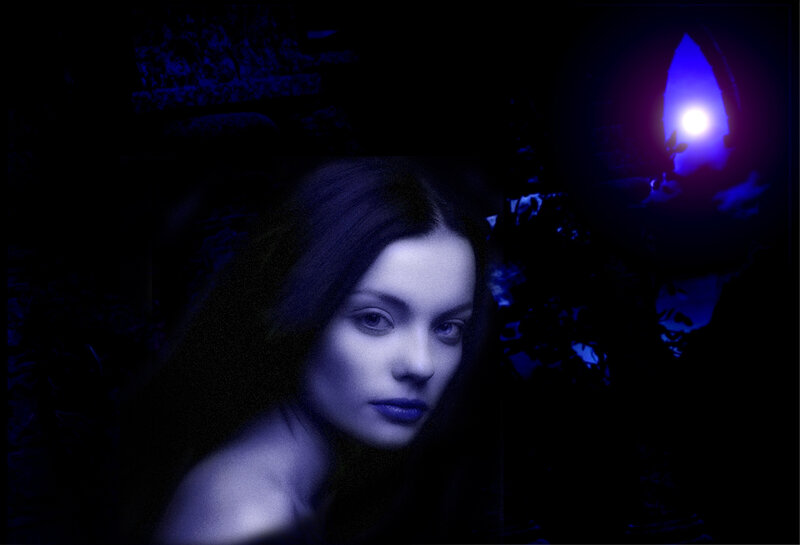 Woman in Dark Setting — Blue