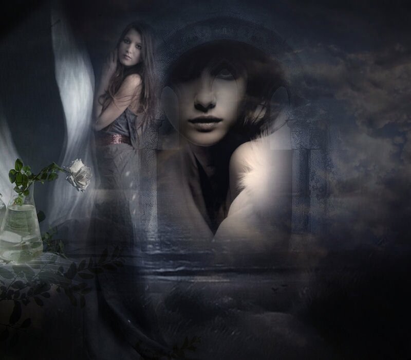Woman in Dark Setting — Gray