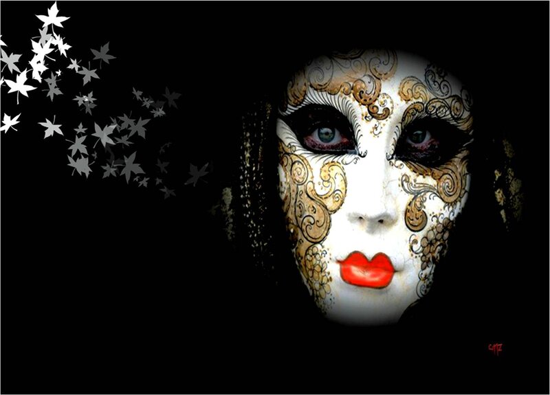 Woman in Decorative Mask — Black
