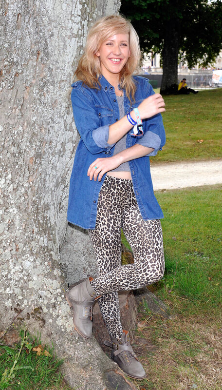 Woman in denim and leopard print