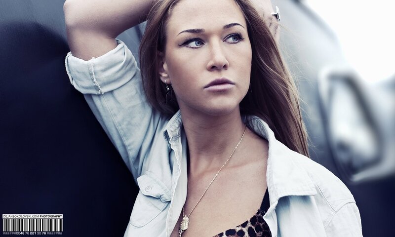 woman in denim jacket