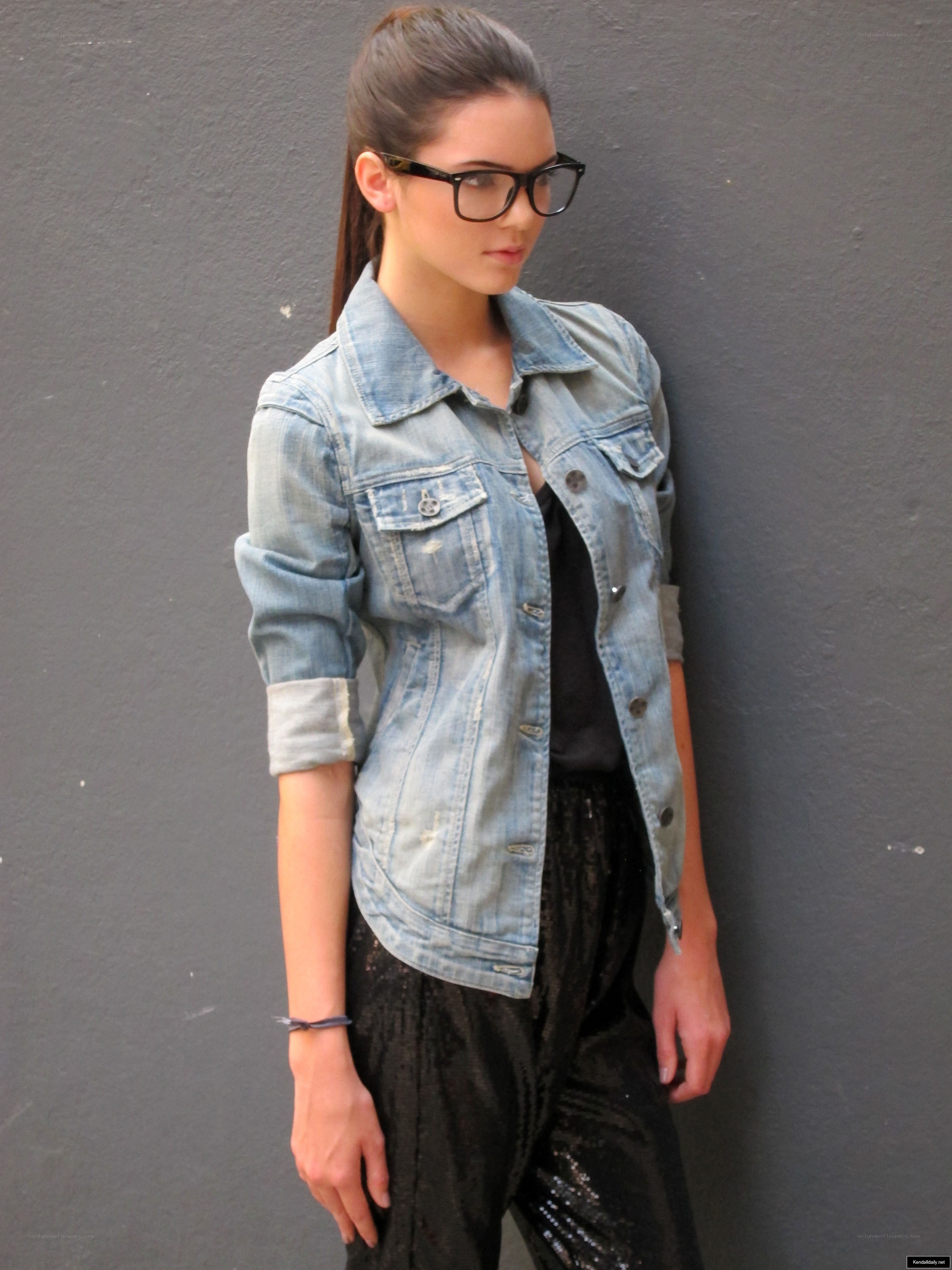 Woman in denim jacket