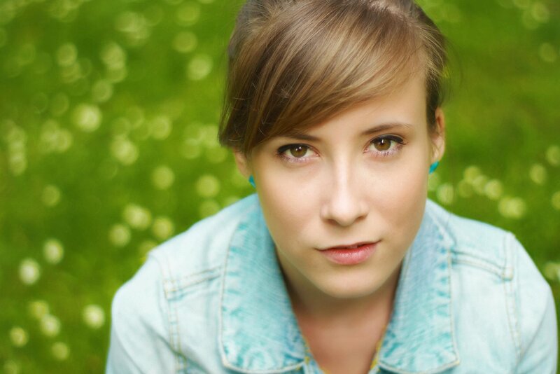 woman in denim jacket