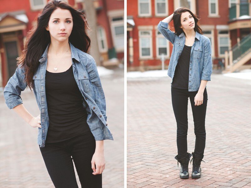 Woman in Denim Jacket — Blue, Casual, Winter