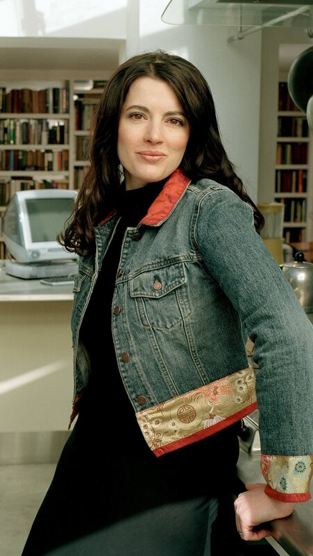Woman in Denim Jacket — Blue, Neutral, Photograph, Bookshelf