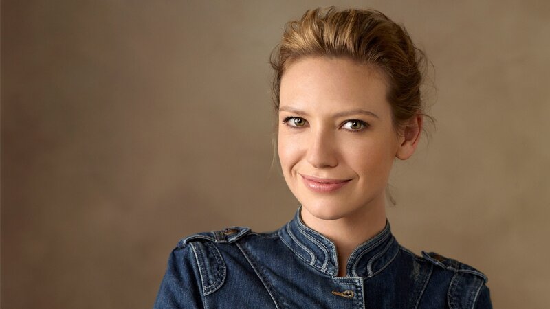 Woman in Denim Jacket — Blue, Neutral, Photograph, Denim Jacket, Brown Background