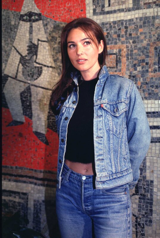 Woman in Denim Jacket — Blue, Neutral, Photograph, Mosaic Wall