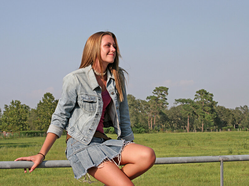 Woman in Denim Jacket — Green, Serene