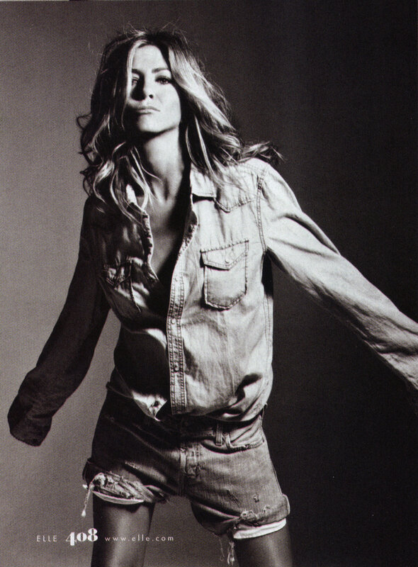 woman in denim outfit